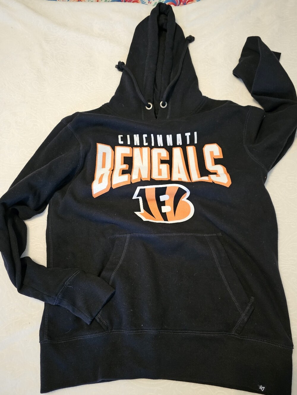 47 Brand Mens Medium Cincinnati Bengals Hoodie Sweatshirt Black NFL Pullover